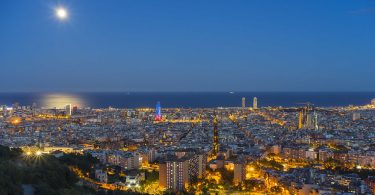 Vista de Barcelona des de los búnkers anocheciendo