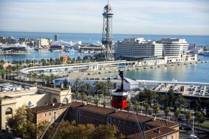 Vistas del teleférico en el Puerto de Barcelona