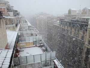 Terrazas nevadas de áticos en Barcelona