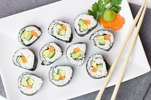 Imagen de un plato con sushi