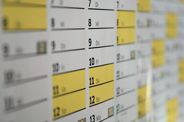 primer plano de un calendario