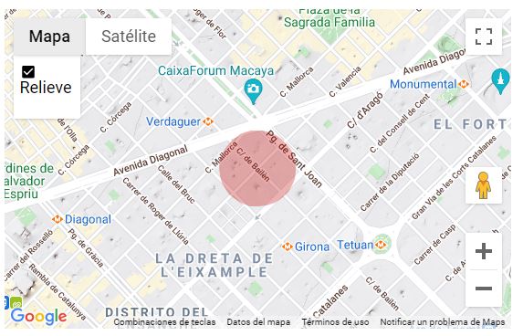 mapa zona cara alquiler dreta eixample